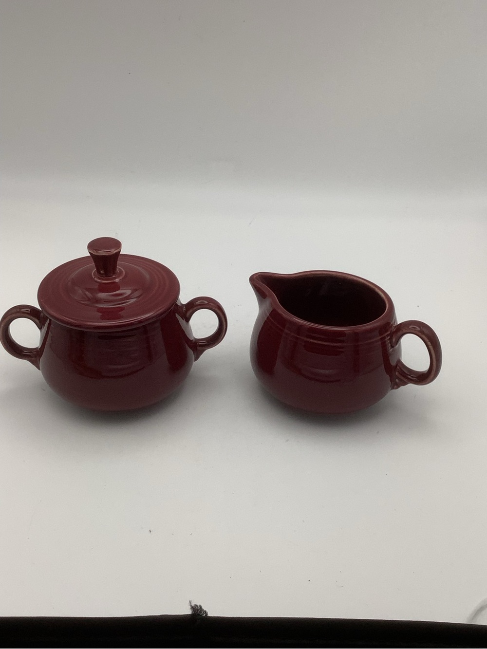 Fiestaware Cinnabar Creamer and Covered Sugar Set with Tray - Picture 7 of 12